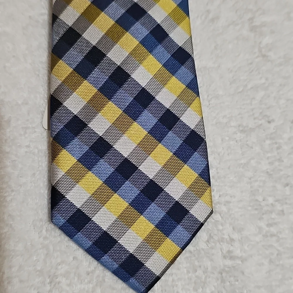 Chaps Boys Blue Yellow Patterned Clip Necktie New
